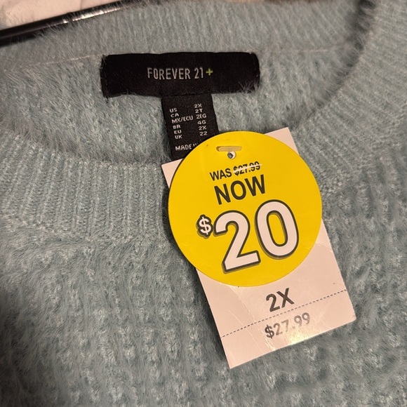 Forever 21 women’s furry crew neck knit sweater plus size 2x color blue - Picture 5 of 5